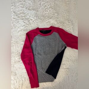 Banana Republic Gray and Red Merino Blend Sweater
